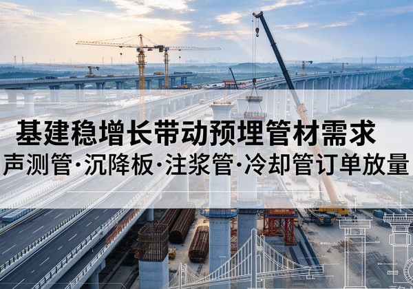 荥阳基建稳增长带动预埋监测管材需求，声测管、沉降板、注浆管订单持续放量